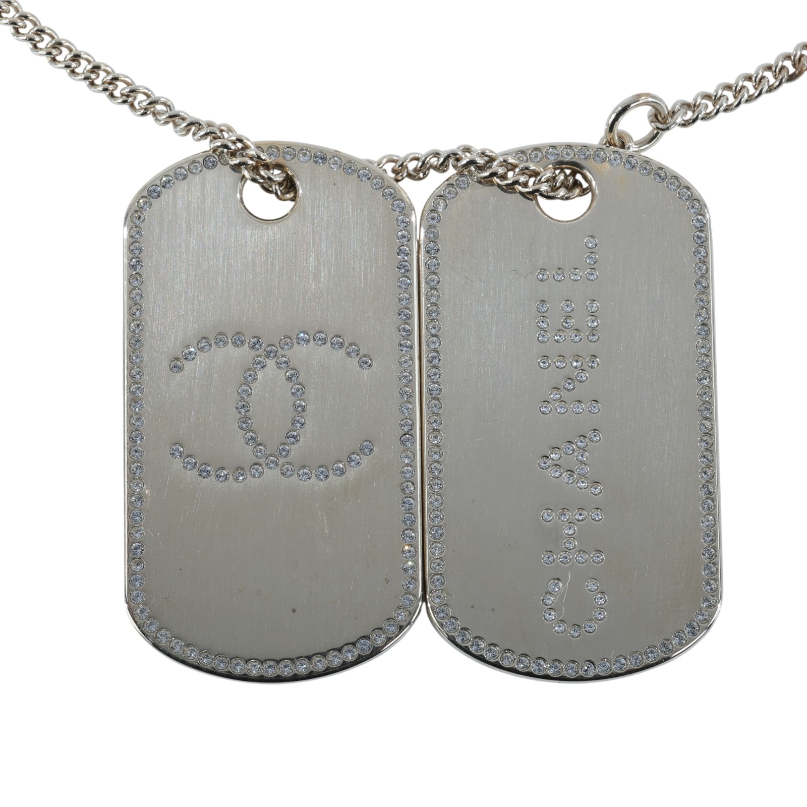 香奈兒 CHANEL CC 軍牌 項鍊 B20P 金水鑽雙鐵牌項鍊 原廠盒子