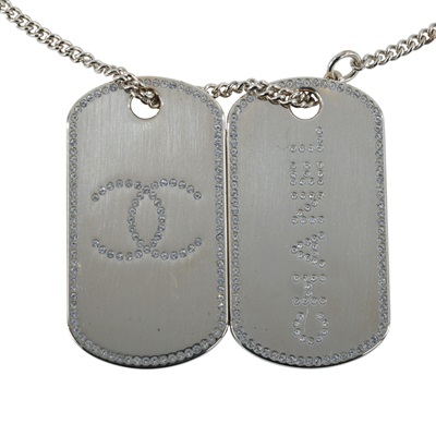 香奈兒 CHANEL CC 軍牌 項鍊 B20P 金水鑽雙鐵牌項鍊 原廠盒子