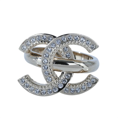 香奈兒 CHANEL CC 戒指 A23B 金雙C水鑽戒指 無附屬品