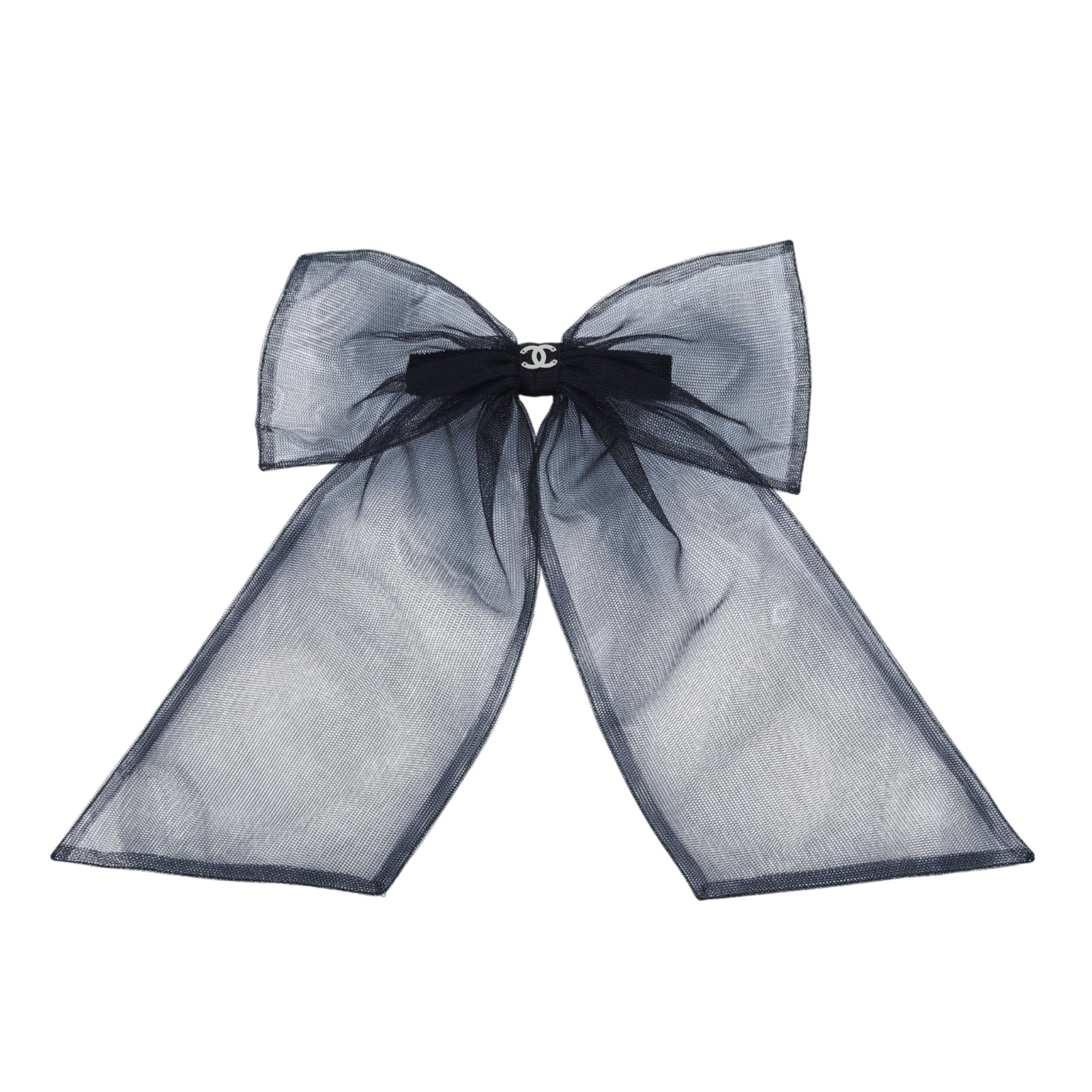 香奈兒 CHANEL CC 髮飾  黑蕾絲大蝴蝶結髮夾 原廠盒子