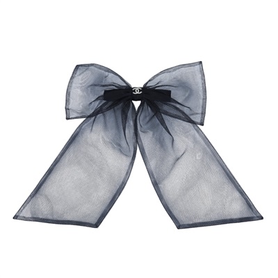 香奈兒 CHANEL CC 髮飾  黑蕾絲大蝴蝶結髮夾 原廠盒子