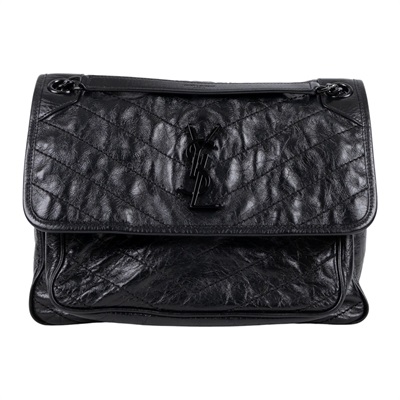 聖羅蘭 YSL SAINT LAURENT Niki 復古皮革 中型手袋 6331840EN08 黑SO BLACK NIKI 中號 無附屬品