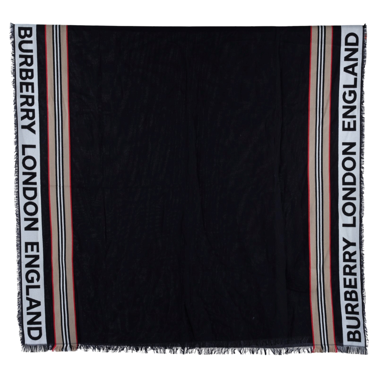 博柏利 BURBERRY 經典格紋 圍巾 8047348 黑色圍巾 無附屬品