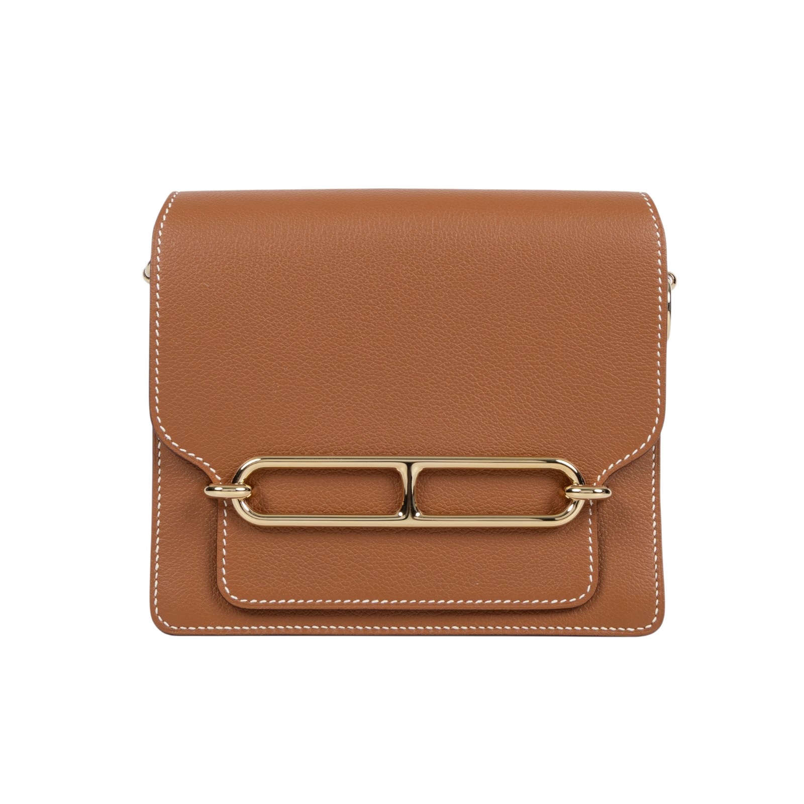 愛馬仕 Hermes Roulis 豬鼻子 斜背包 18 Mini 金色五金 金棕色 H070510CP37 /  原廠盒子/購買證明/防塵袋