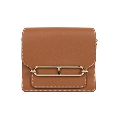 愛馬仕 Hermes Roulis 豬鼻子 斜背包 18 Mini 金色五金 金棕色 H070510CP37 /  原廠盒子/購買證明/防塵袋