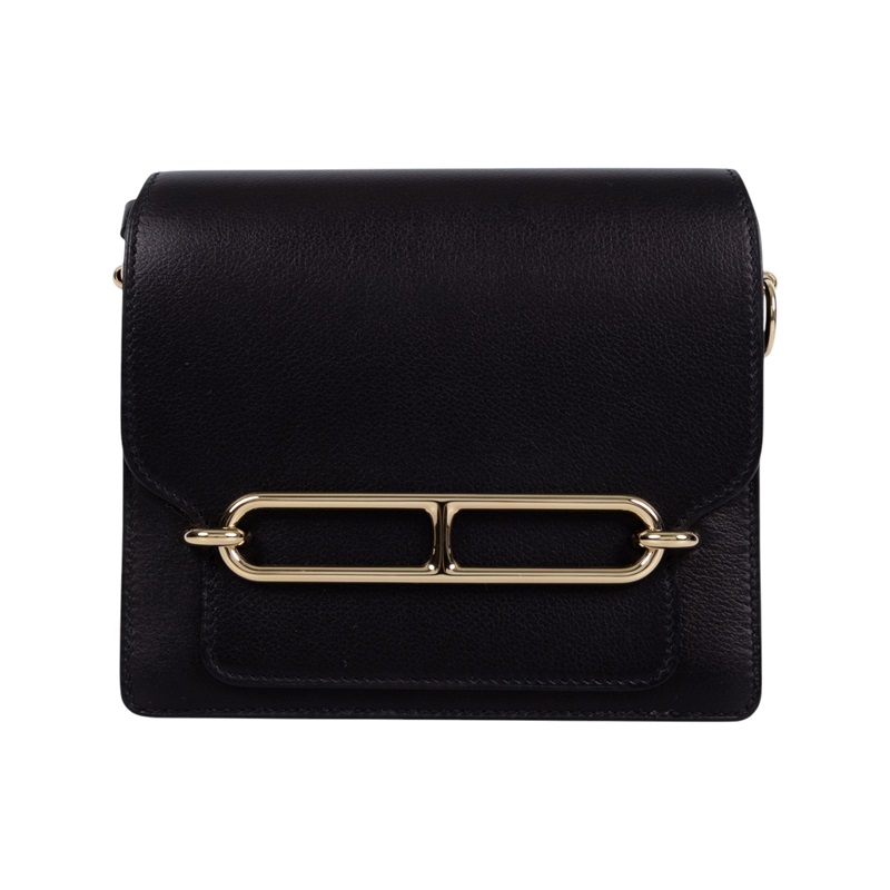 愛馬仕 Hermes Roulis 豬鼻子 斜背包 18 Mini 金色五金 黑色 H071205CP89 /  原廠盒子/購買證明/防塵袋