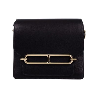 愛馬仕 Hermes Roulis 豬鼻子 斜背包 18 Mini 金色五金 黑色 H071205CP89 /  原廠盒子/購買證明/防塵袋