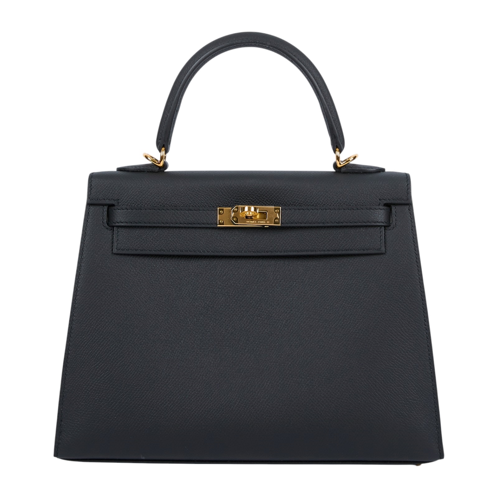 愛馬仕 Hermes Kelly Bag 凱莉包 25 黑色 金色五金 H038416CC89 /  原廠盒子/購買證明/防塵袋/雨衣/鎖組