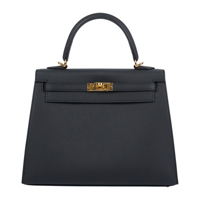 愛馬仕 Hermes Kelly Bag 凱莉包 25 黑色 金色五金 H038416CC89 /  原廠盒子/購買證明/防塵袋/雨衣/鎖組