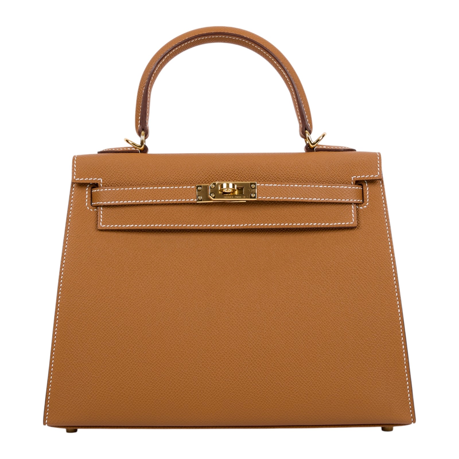 愛馬仕 Hermes Kelly Bag 凱莉包 25 金棕 金色五金 H038416CC37 /  原廠盒子/購買證明/防塵袋/鎖組