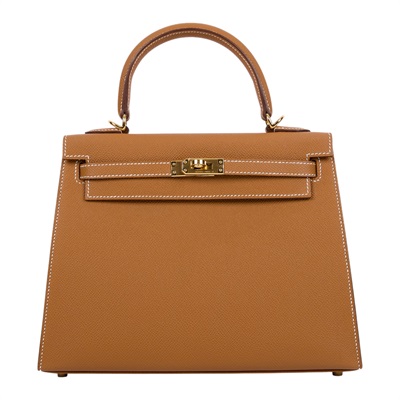 愛馬仕 Hermes Kelly Bag 凱莉包 25 金棕 金色五金 H038416CC37 /  原廠盒子/購買證明/防塵袋/鎖組