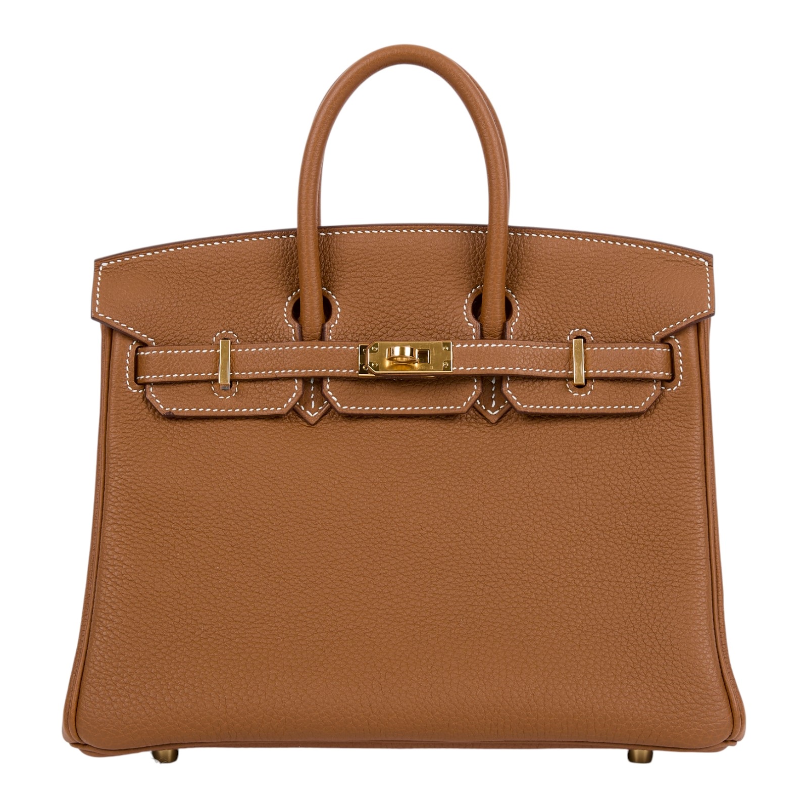 愛馬仕 Hermes Birkin Bag 柏金包 25 Togo 金色五金 金棕色 H041344CC37 /  原廠盒子/購買證明/防塵袋/雨衣