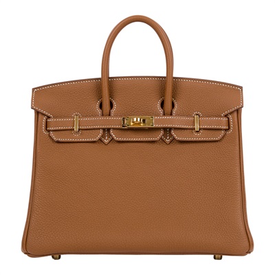 愛馬仕 Hermes Birkin Bag 柏金包 25 Togo 金色五金 金棕色 H041344CC37 /  原廠盒子/購買證明/防塵袋/雨衣