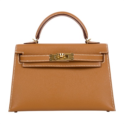 愛馬仕 Hermes Kelly Bag 凱莉包 mini II 金色五金 金棕色 H071302CC37 /  原廠盒子/購買證明/防塵袋