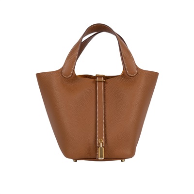 愛馬仕 Hermes Picotin Lock 18 菜籃子包 金色五金 金棕 H056289CC37 /  盒子 防塵袋 購買證明 鎖組