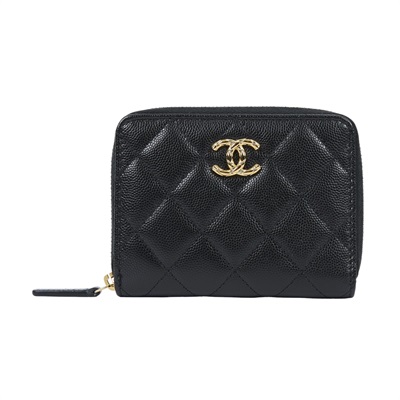 香奈兒 CHANEL CC logo 錢包 卡夾 零錢包 AP5016 B22653 晶片款 黑色拉鍊短夾 原廠盒子/防塵袋/購買證明