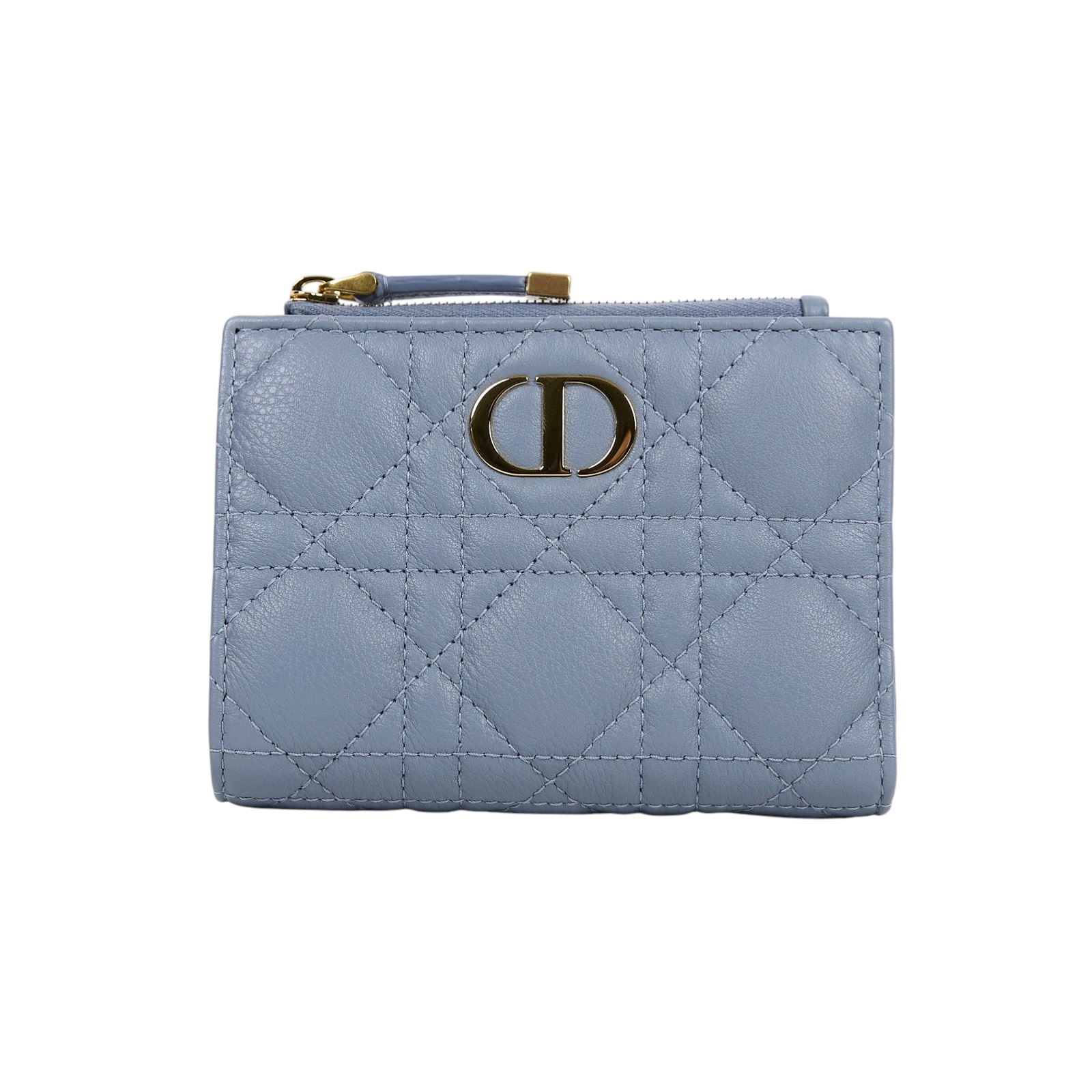 迪奧 CHRISTIAN DIOR Caro Dahlia 短夾 錢包 S5173UWHC 雲藍色Caro Hibiscus L-zip 錢包 原廠盒子/防塵袋