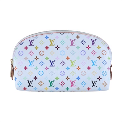 路易威登 LOUIS VUITTON 村上隆 Monogram Multicolor Pochette 化妝包 手拿包 M47354 白彩村上隆化妝包 防塵袋
