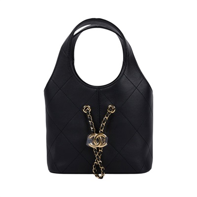 香奈兒 CHANEL 26S 小型 購物包 菜籃子 手提包 AS6132 晶片款 黑抽繩托特 小款 防塵袋/原廠盒子