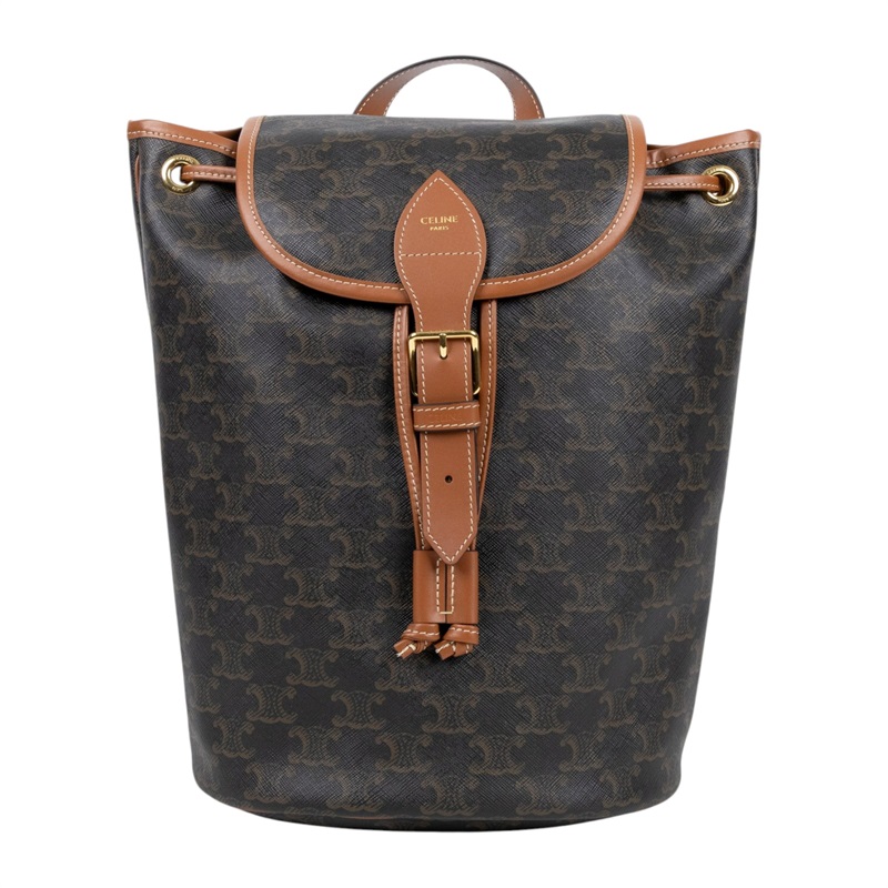 思琳 CELINE Folco 標誌印花 牛皮革 肩揹袋 中型 117902CAS FOLCO後背包 中號 防塵袋