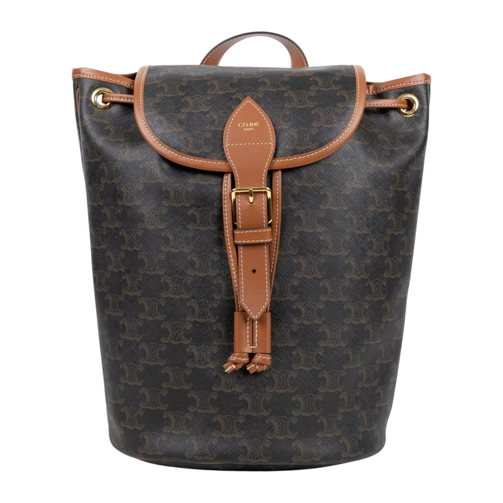 思琳 CELINE Folco 標誌印花 牛皮革 肩揹袋 中型 117902CAS FOLCO後背包 中號 防塵袋