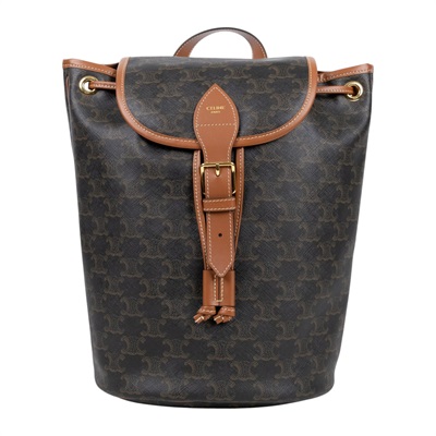 思琳 CELINE Folco 標誌印花 牛皮革 肩揹袋 中型 117902CAS FOLCO後背包 中號 防塵袋