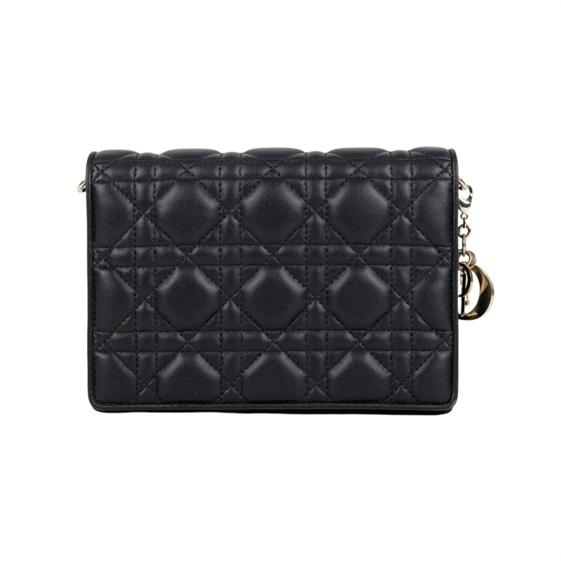 迪奧 CHRISTIAN DIOR LADY DIOR 斜背包 手拿包 S0855ONMJ 黑LADY DIOR方形小袋 背帶/原廠盒子/防塵袋/購買證明影本