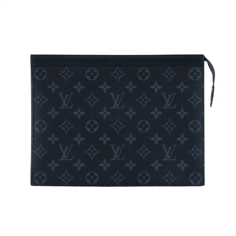 路易威登 LOUIS VUITTON Pochette Voyage MM 塗層帆布 手拿包 黑色 M61692 晶片款 黑原花手拿包 防塵袋