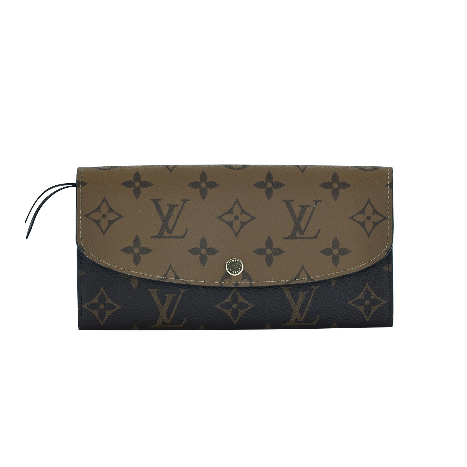 路易威登LOUIS VUITTON Emilie 錢包雙色經典帆布信封扣式長夾