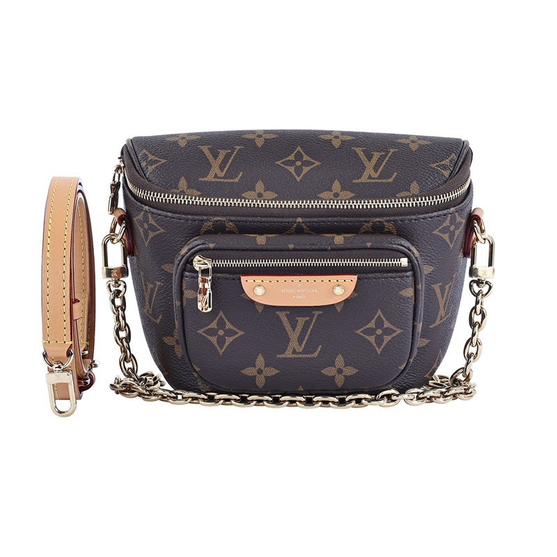 路易威登 LOUIS VUITTON Mini Bumbag 迷你 腰包 鏈條 單肩包 M82335 晶片款 原花MINI BUMBAG 背帶/金鍊