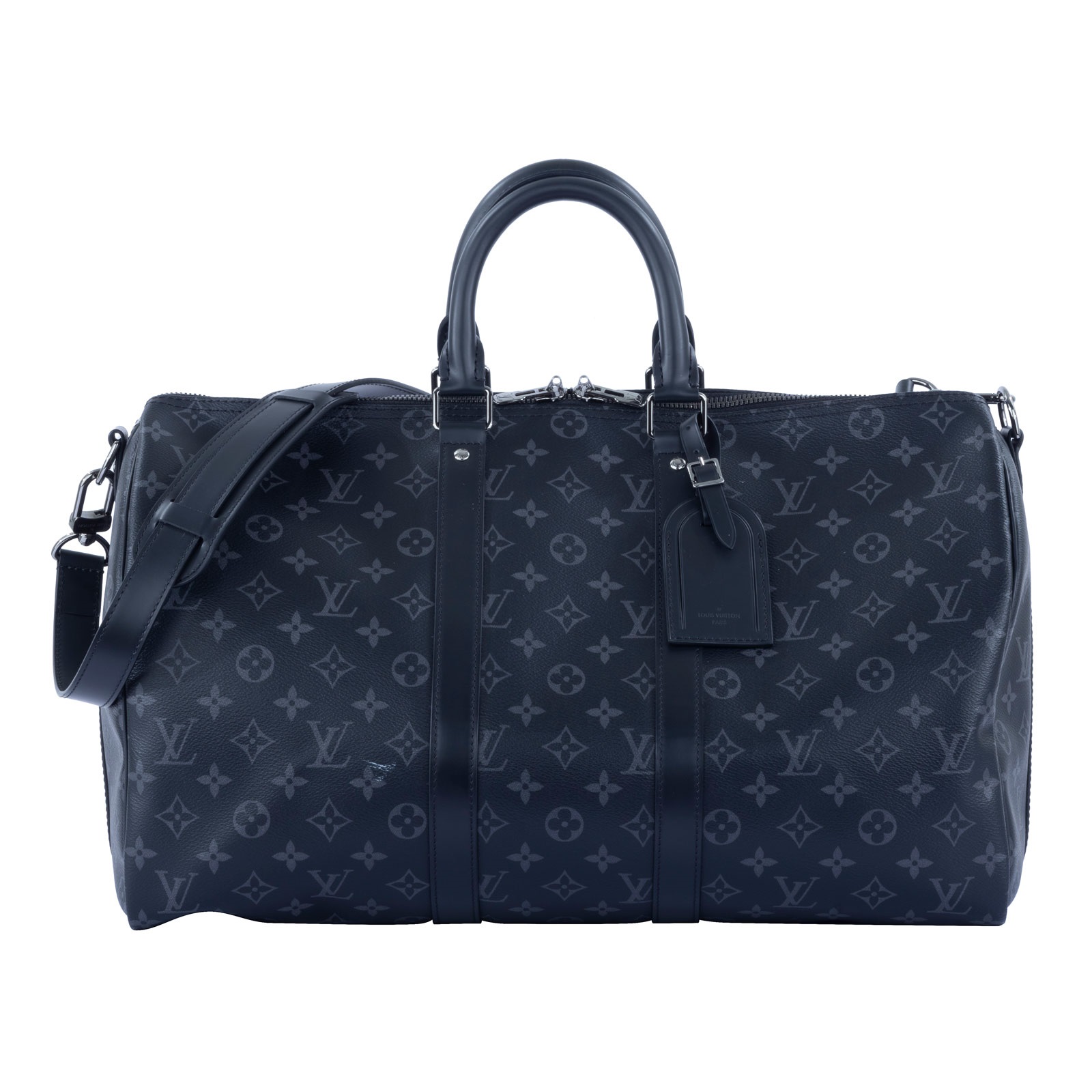 路易威登 LOUIS VUITTON Keepall Bandoulière 45 Eclipse帆布 波士頓包  旅行袋 M40569 晶片款  原廠盒子/防塵袋/背帶/鎖組