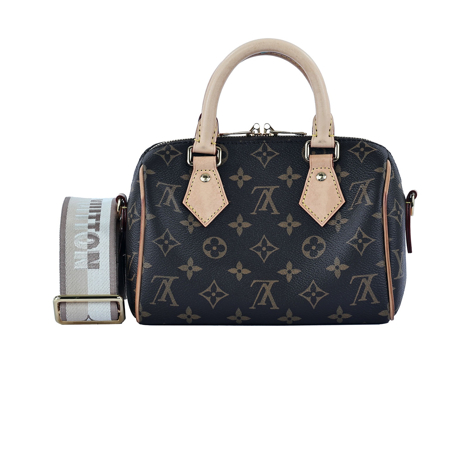 路易威登 LOUIS VUITTON Speedy Bandoulière 20 米色 帆布 手提 斜背 波士頓包 M46222 晶片款  原廠盒子/防塵袋/背帶/台灣購買證明/鎖組