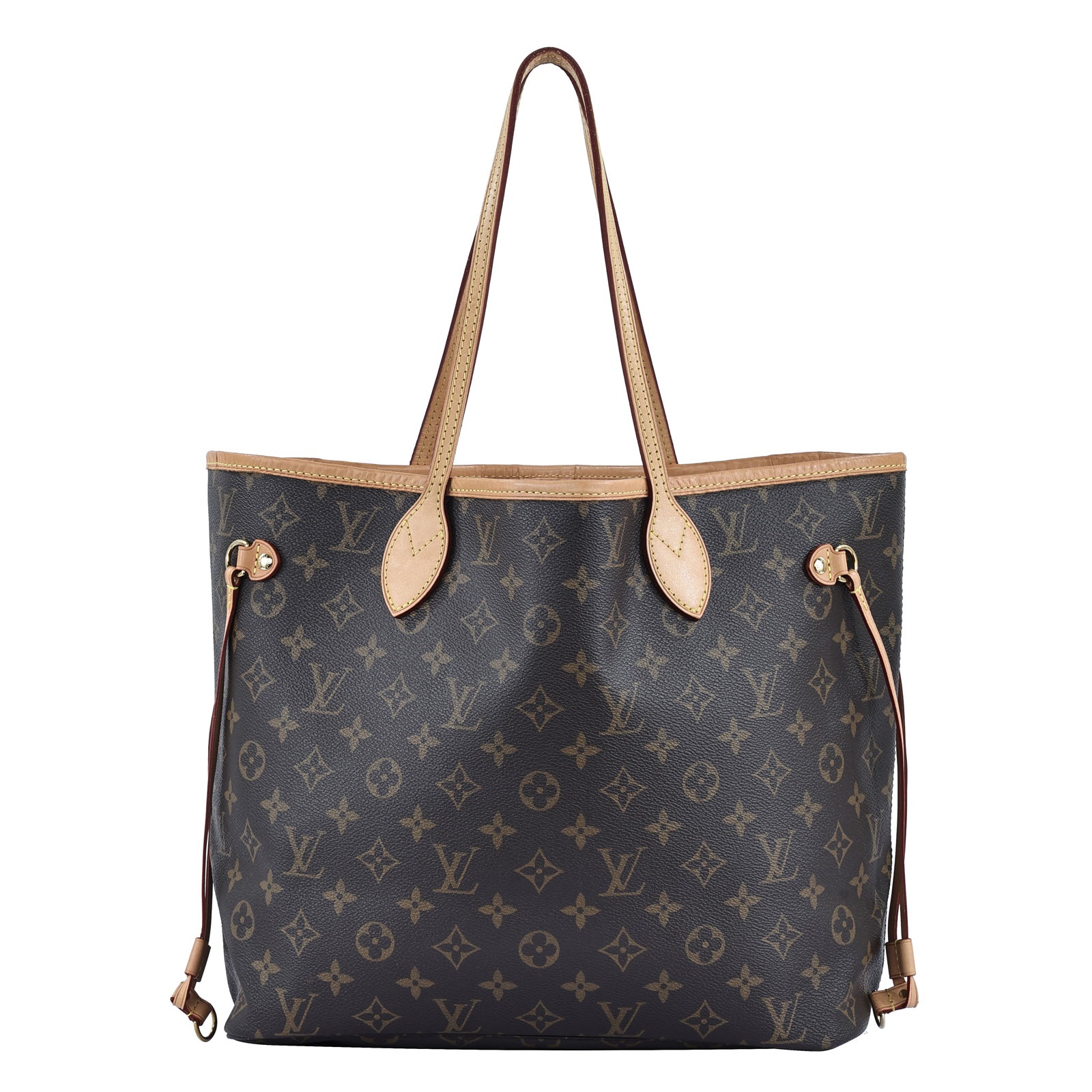 路易威登 LOUIS VUITTON Neverfull MM  經典帆布 肩背 購物袋 紅玫米黃雙色內襯 M46975 晶片款 原花NEVERFULL 防塵袋