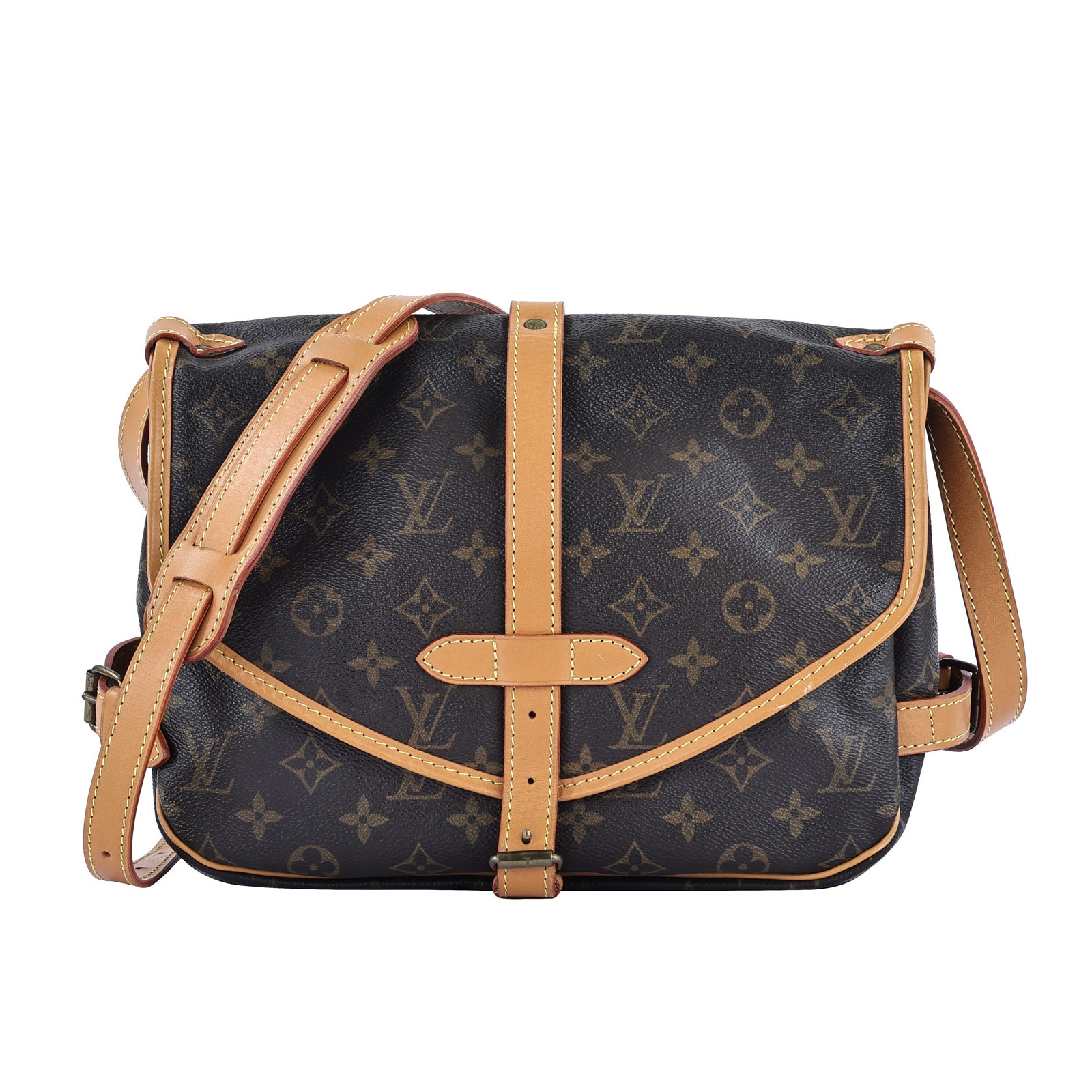 路易威登 LOUIS VUITTON Saumur MM 經典帆布 馬鞍包 M40710 原花雙子星SAUMUR肩背包