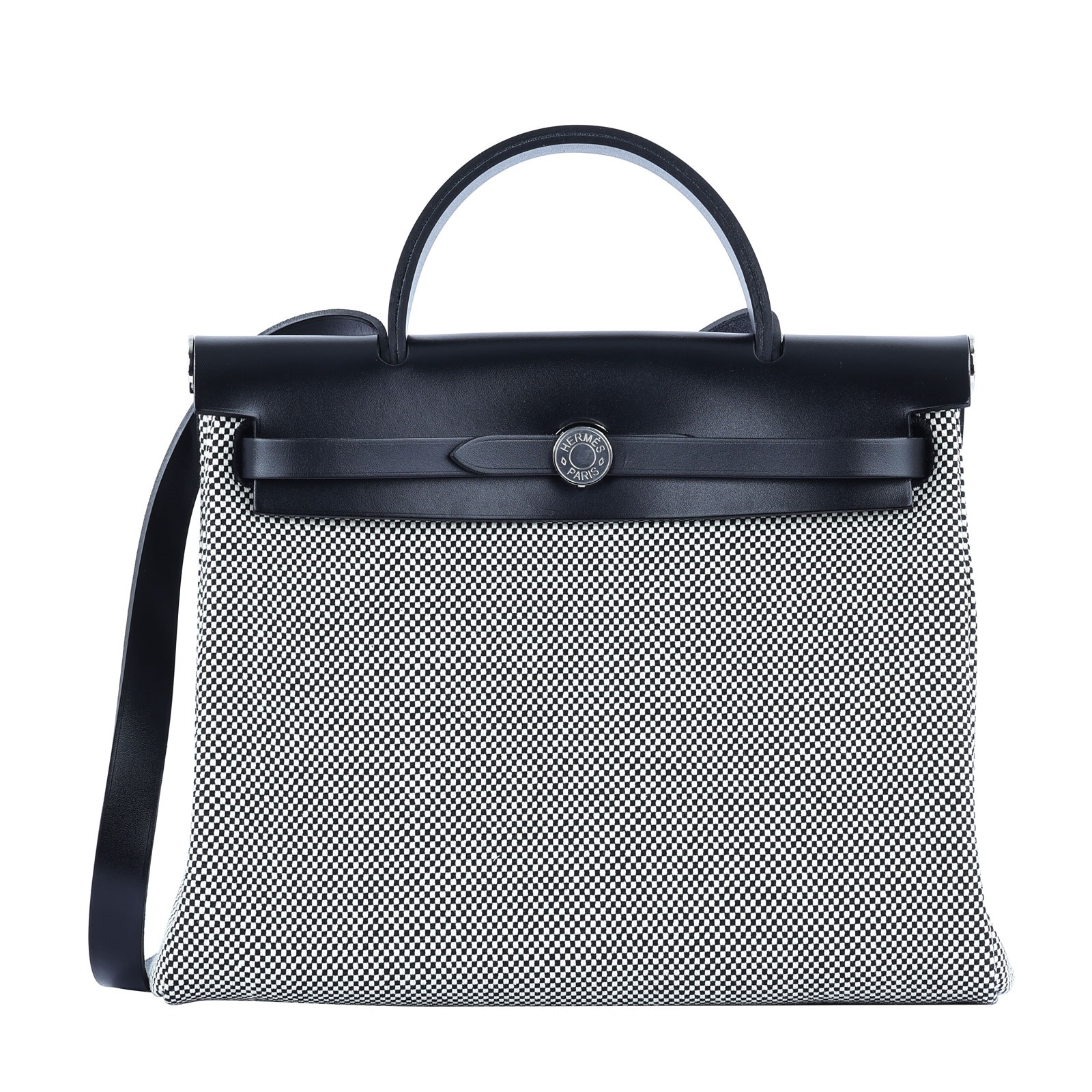 愛馬仕 Hermès Herbag Zip 31 HER31 B刻 黑白編織HERBAG31 原廠盒子/內袋/鎖組