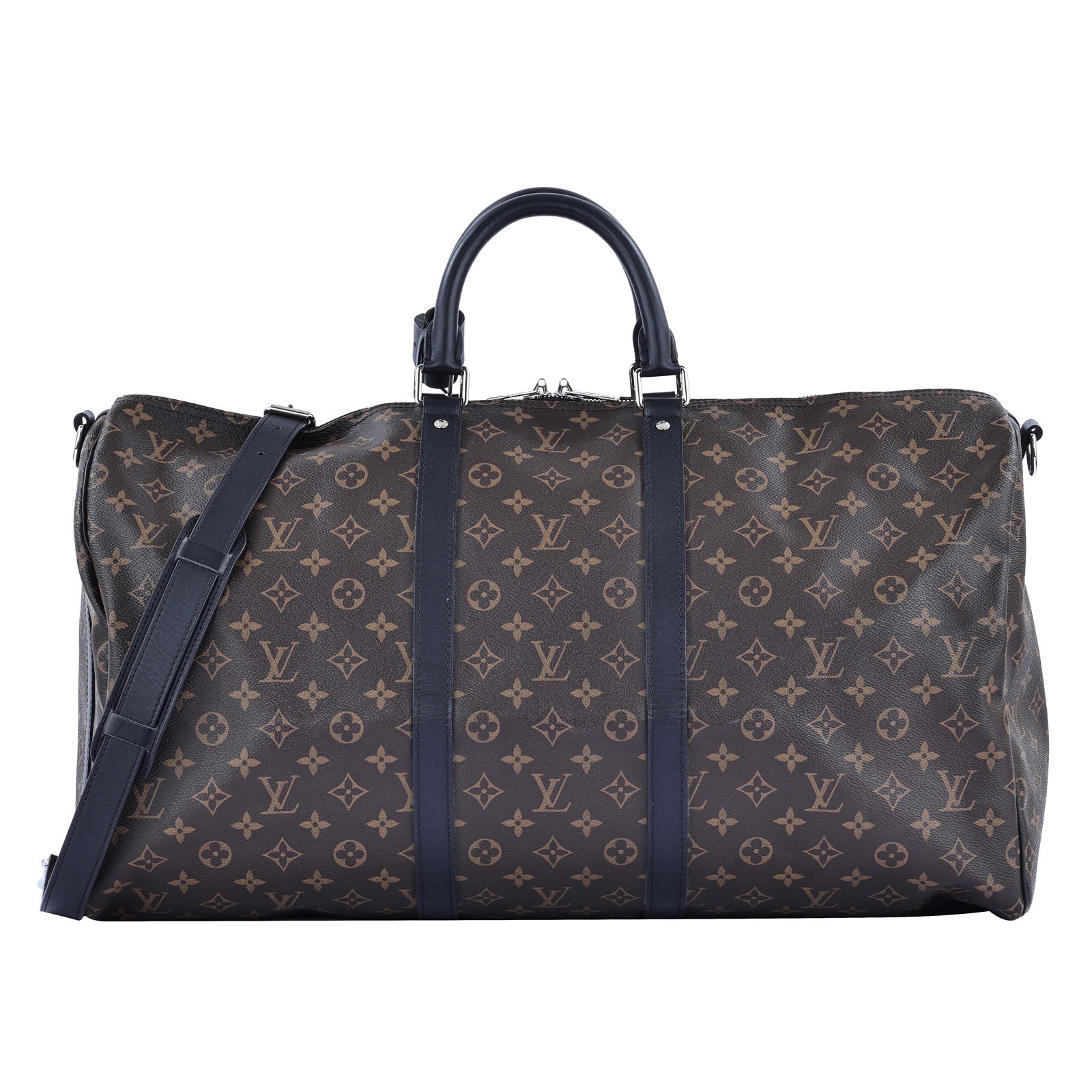 路易威登 LOUIS VUITTON Keepall Bandoulière 55 Macassar帆布 波士頓包  旅行袋 M56714 晶片款  防塵袋/背帶/鎖組