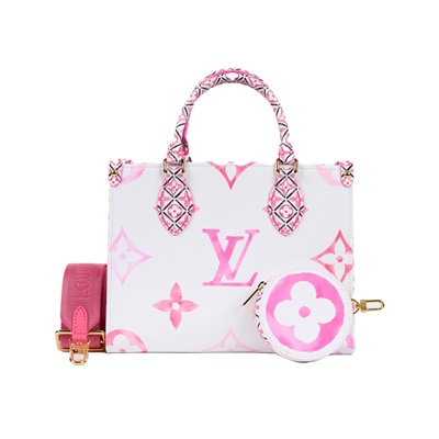 路易威登 LOUIS VUITTON OnTheGo PM 花卉 肩背 手提包 M22976 晶片款 粉白原花ONTHEGO PM 無附屬品