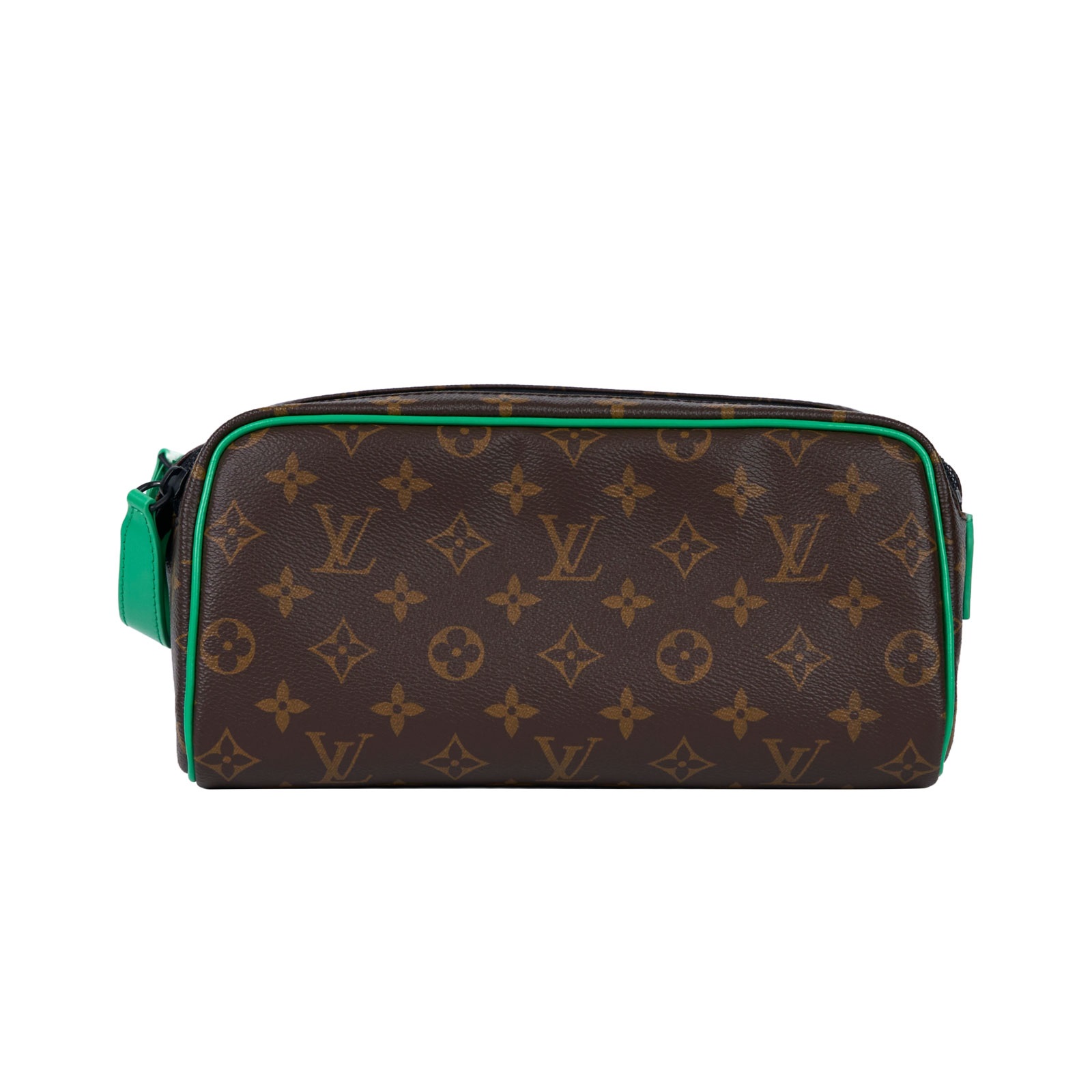 路易威登 LOUIS VUITTON Dopp Kit 盥洗包 經典帆布 M46253 晶片款 原花綠邊雙拉鍊梳洗包 防塵袋