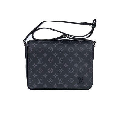 路易威登 LOUIS VUITTON District PM 肩背包 Eclipse帆布 黑色 M46255 晶片款  原廠盒子/防塵袋