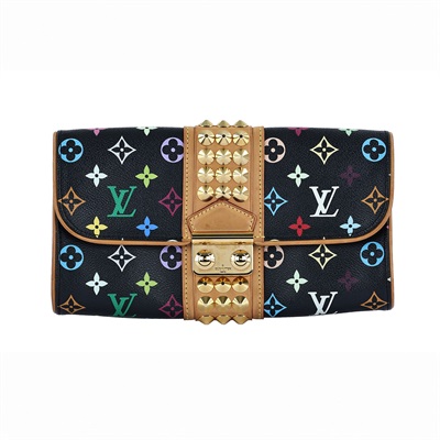 路易威登 LOUIS VUITTON Pochette courtney 卯釘釦 手拿包 M45640 黑彩手拿包 無附屬品