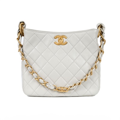 香奈兒 CHANEL 流浪包  晶片款 灰菱格TOTE 防塵袋