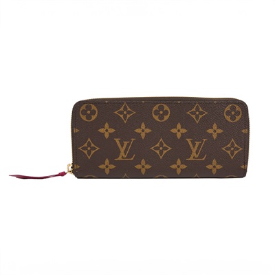 路易威登 LOUIS VUITTON Clémence 錢包 拉鍊 長夾 經典帆布 紫紅色 M60742 晶片款 原花CLEMENCE拉鍊長夾 防塵袋