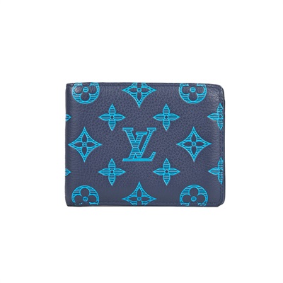 路易威登 LOUIS VUITTON Multiple 錢包 短夾 M82323 晶片款 藍原花二折皮夾Multiple 原廠盒子/防塵袋