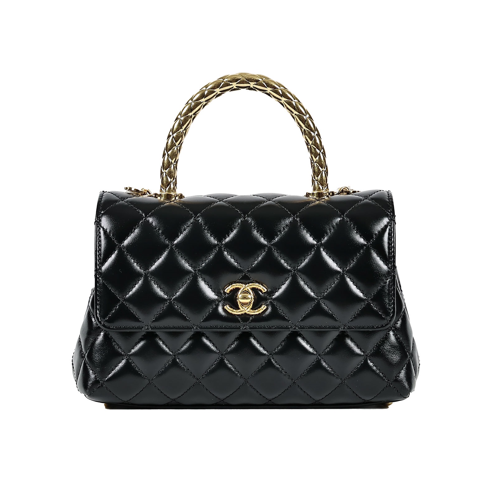 香奈兒 CHANEL Handle 24 手提 口蓋包 A92990 晶片款 黑金羊COCO HANDLE 24 原廠盒子/防塵袋/台灣購買證明