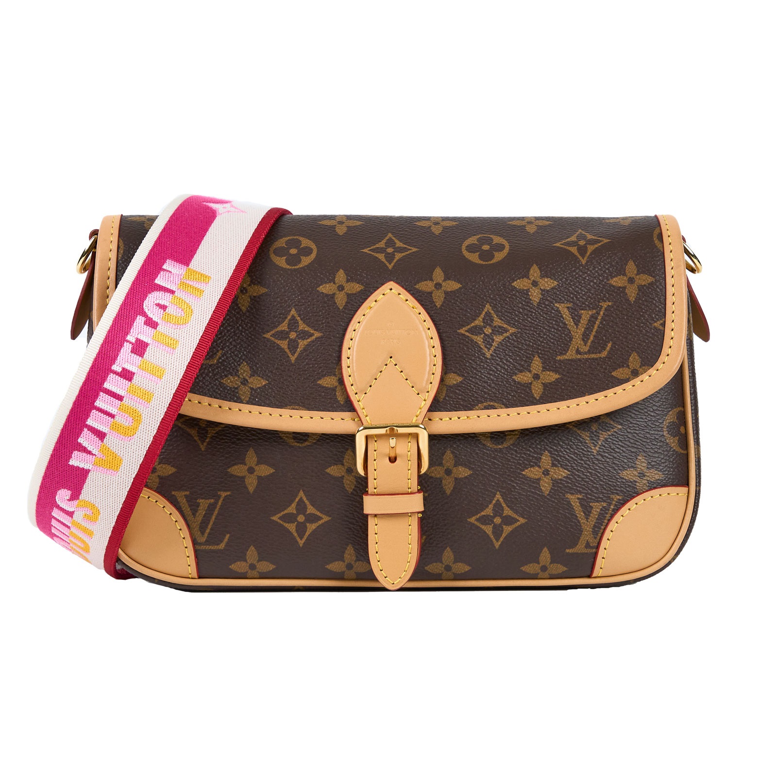 路易威登 LOUIS VUITTON Diane 腋下包法棍 單肩背包 經典帆布 M46049 晶片款 ☆原花DIANE 原廠盒子/防塵袋/背帶