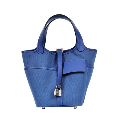 愛馬仕 Hermès Picotin Lock 18 菜籃子包 PT18 B刻 藍帆布CARGO PICOTIN18 原廠盒子/鎖組