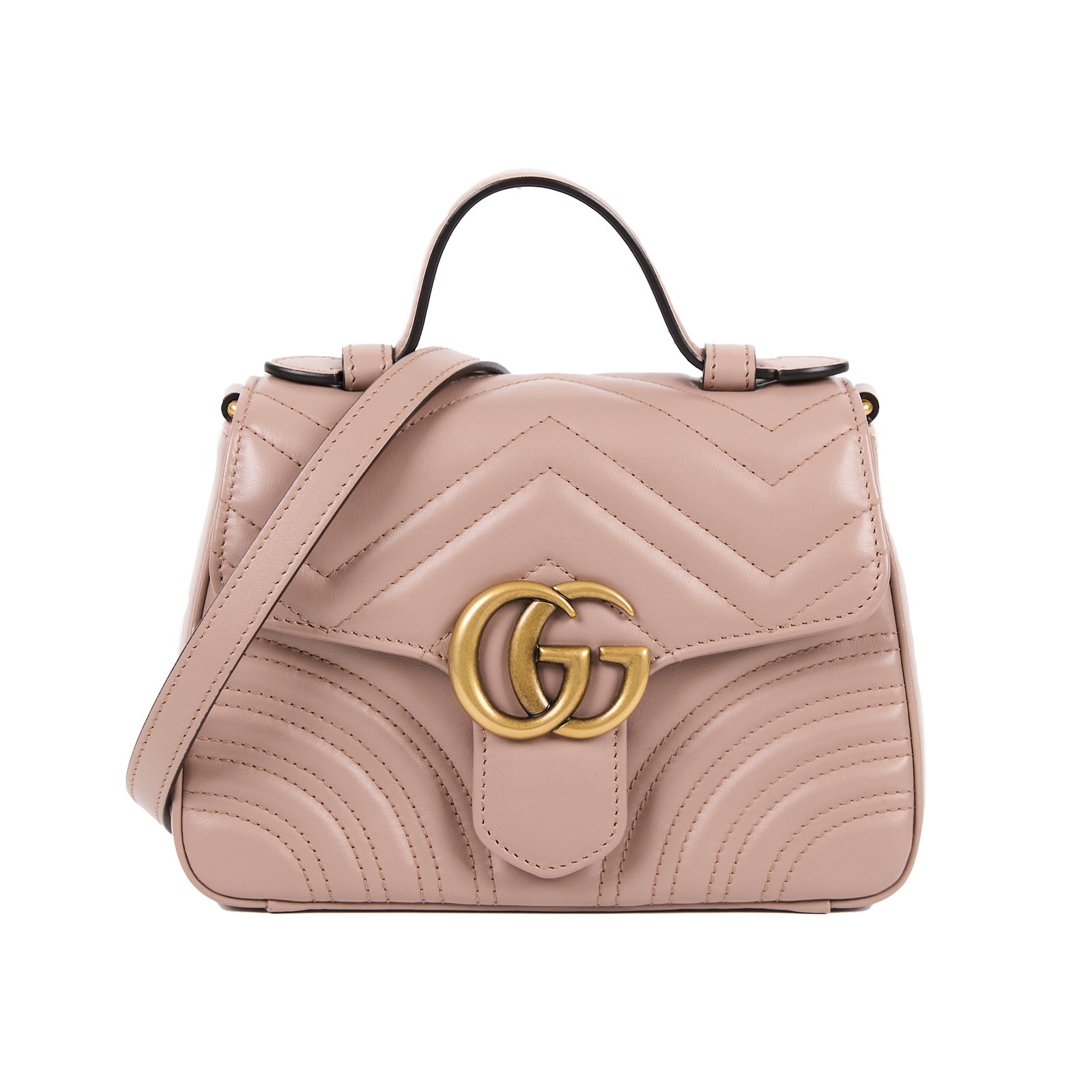 古馳 GUCCI GG Marmont 迷你 肩背 手挽袋 547260 藕粉MARMONT HANDLE小號 無附屬品