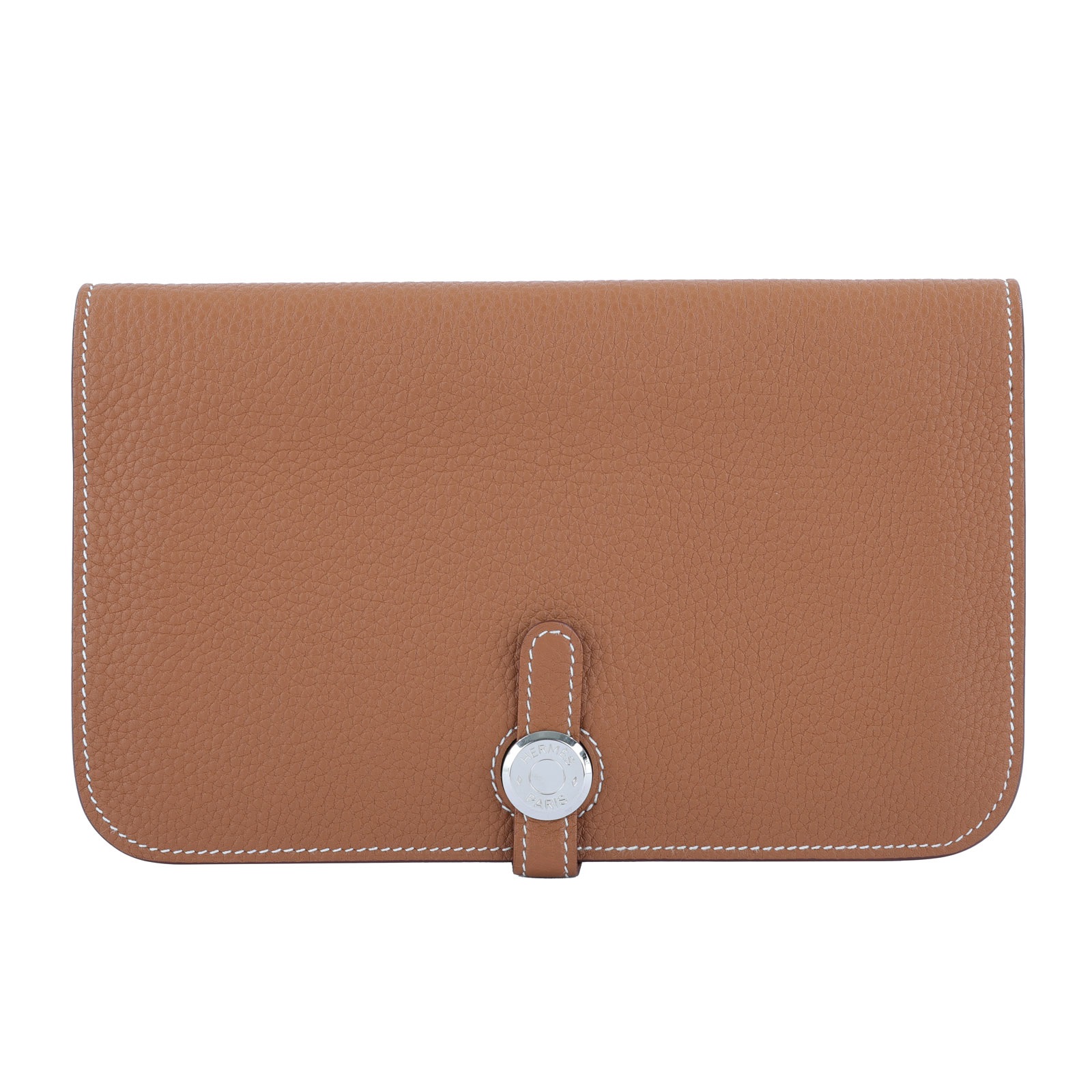 愛馬仕 Hermès Dogon Wallet 錢包 長夾 DOGONW W刻 金棕DOGON　DUO 防塵袋/購買證明影本