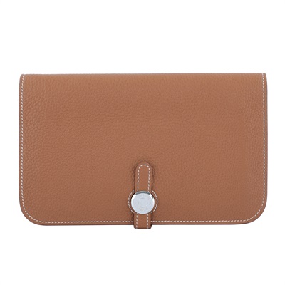愛馬仕 Hermès Dogon Wallet 錢包 長夾 DOGONW W刻 金棕DOGON　DUO 防塵袋/購買證明影本