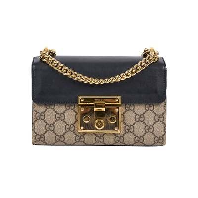 古馳 GUCCI Padlock 小型 肩揹袋 409487 黑棕拼接PADLOCK 防塵袋